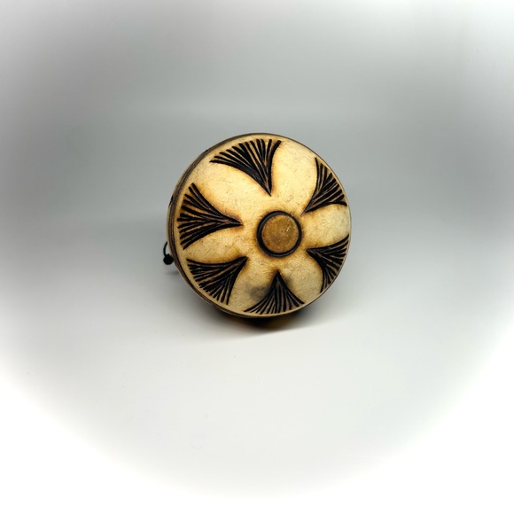 African Tribal Gourd Shaker Burned Design Hanging Decor Christmas Tree Ornament - Picture 4 of 4